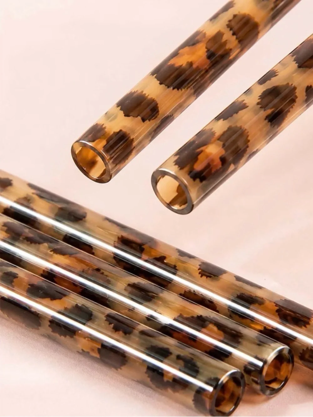 Leopard Print Party Straws - Brown Animal Print Paper Straws